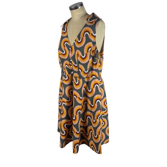 ModCloth Mod As Well Retro Rainbow Fit Flare Dress Plus 20 Gray Pink Yellow - Picture 4 of 13